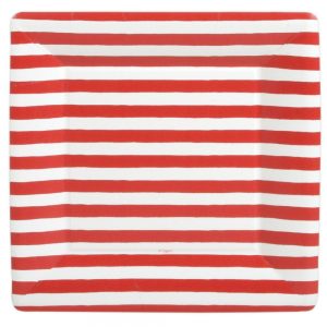 Red and White Stripe Square Paper Dinner Plates – Caspari
